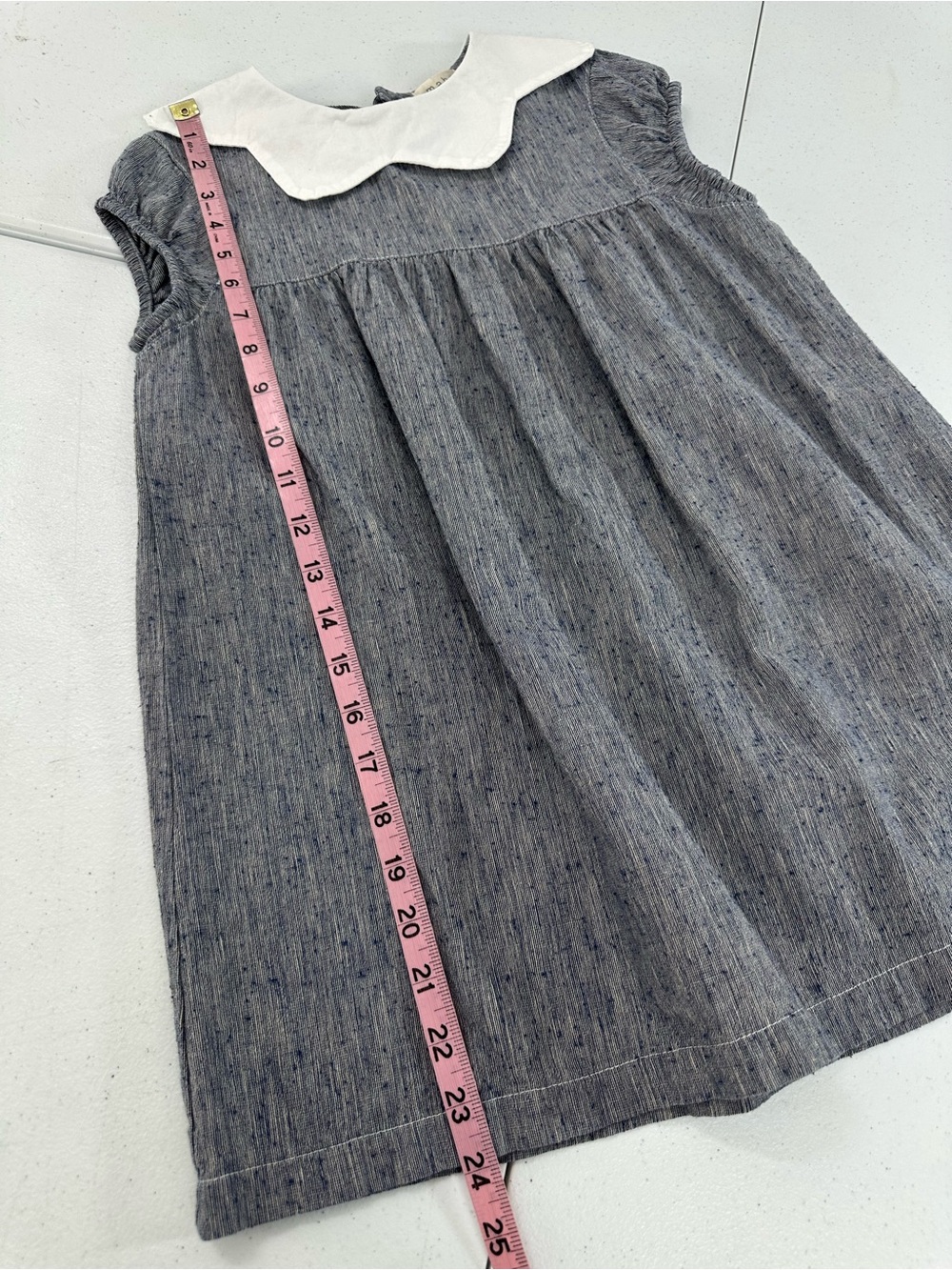 Mabo Linen Cotton Peter Pan Collar Dress Minimalist Prairie Heirloom Cottage 6/7 - Picture 5 of 8